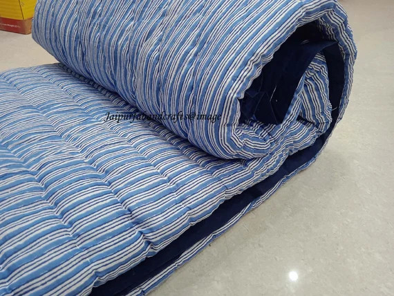 New Cotton Comforter Kantha Quilt Hand Block Print Quilt Strep | Etsy | Etsy (US)