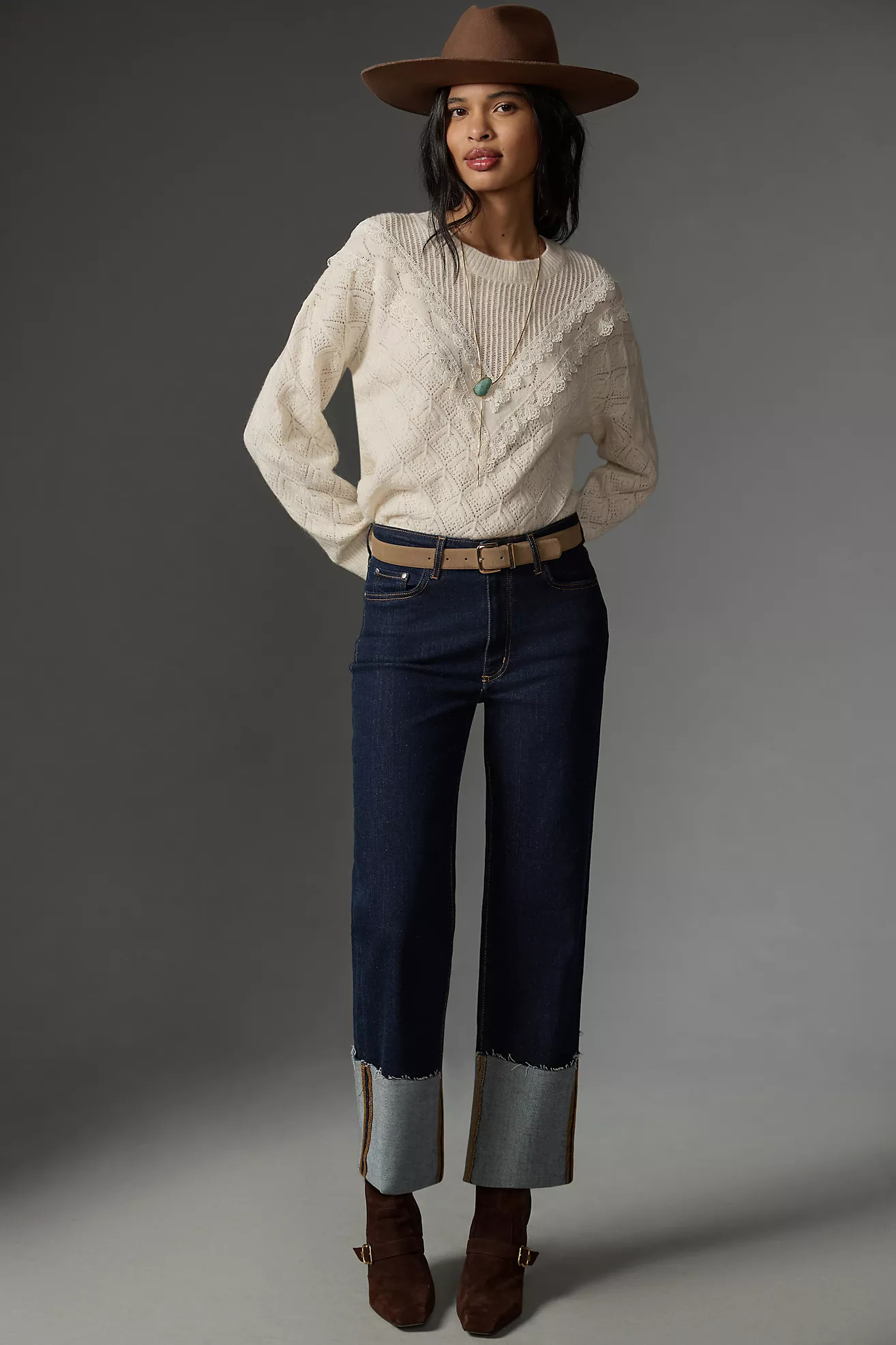 The Scotty Cuffed High-Rise Straight-Leg Jeans by Pilcro | Anthropologie (US)