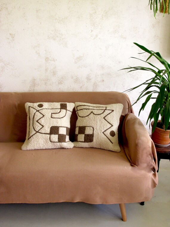 Line Art Cushion Cover Tufted Textured Throw Pillow Case | Etsy | Etsy (US)