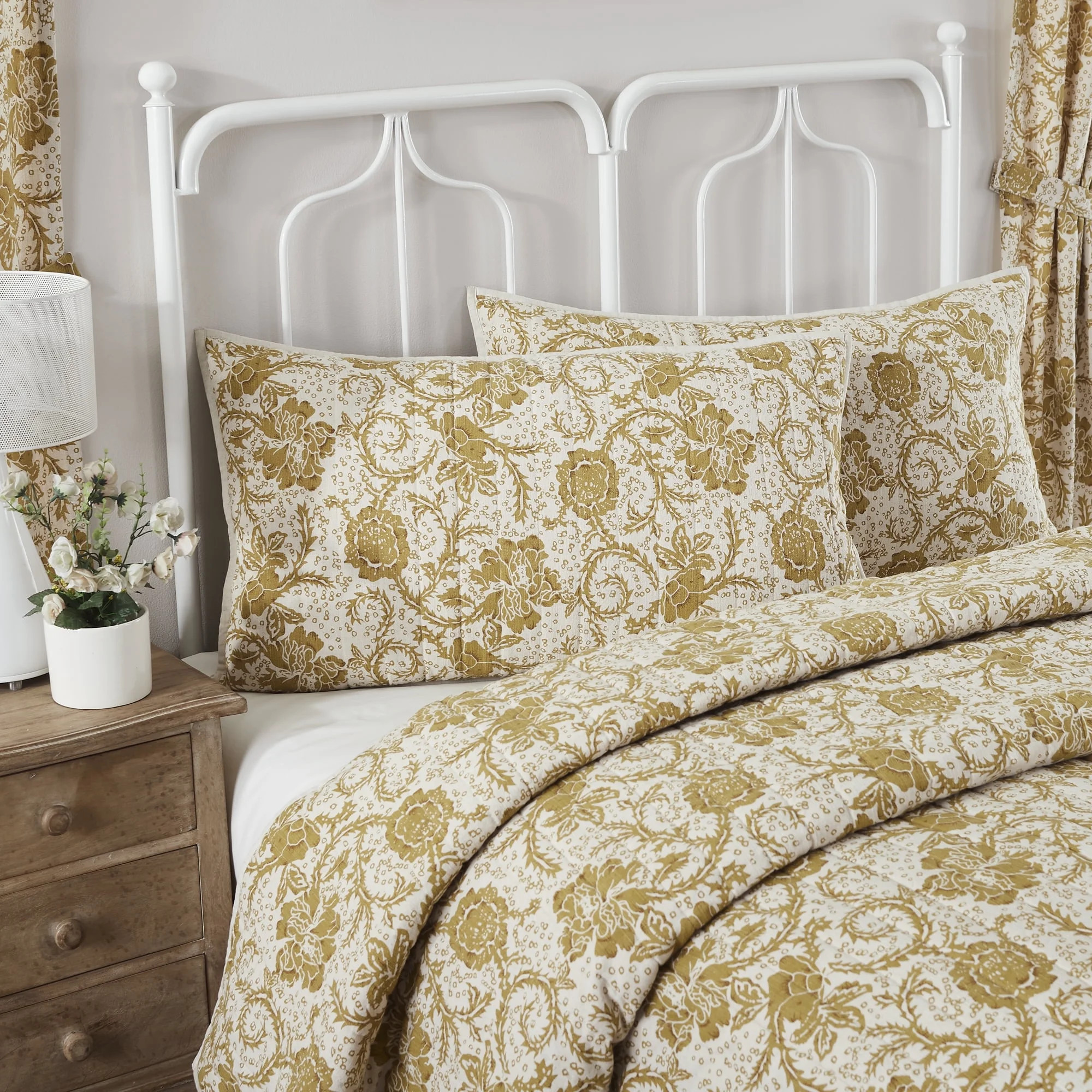 VHC Brands Dorset, Farmhouse Quilted Bed Sham, King, Floral, Gold, 21x37 | Walmart (US)