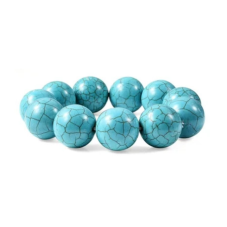 Round Beads Blue Howlite Beaded Stretch Bracelet Jewelry for Women Mothers Day Gifts Size 6.5 | Walmart (US)