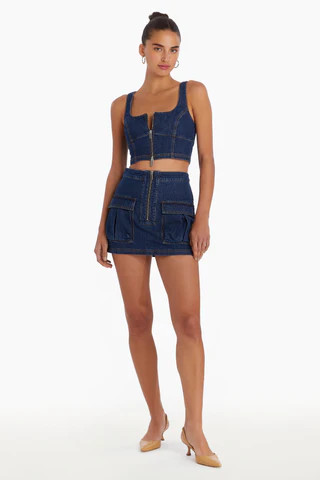 Amanda Uprichard Violet Crop Top in Heritage Wash - Size XS | Amanda Uprichard