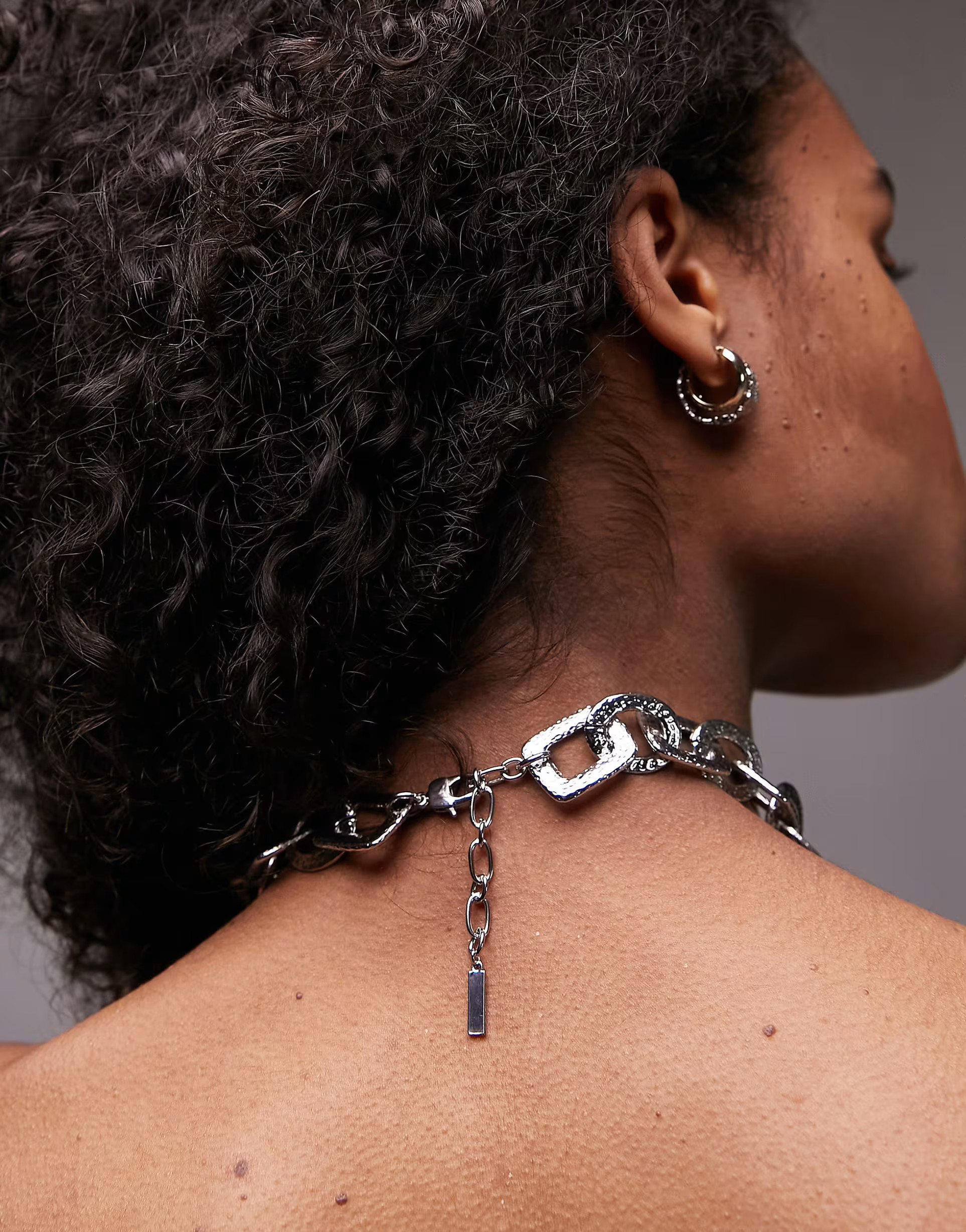 Topshop Nicole chunky square chain necklace in silver tone | ASOS (Global)