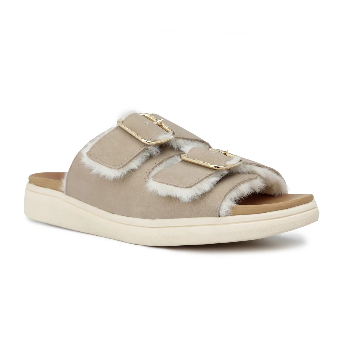 London Fog Lorraine Women's Faux-Fur Slide Sandals | Kohl's