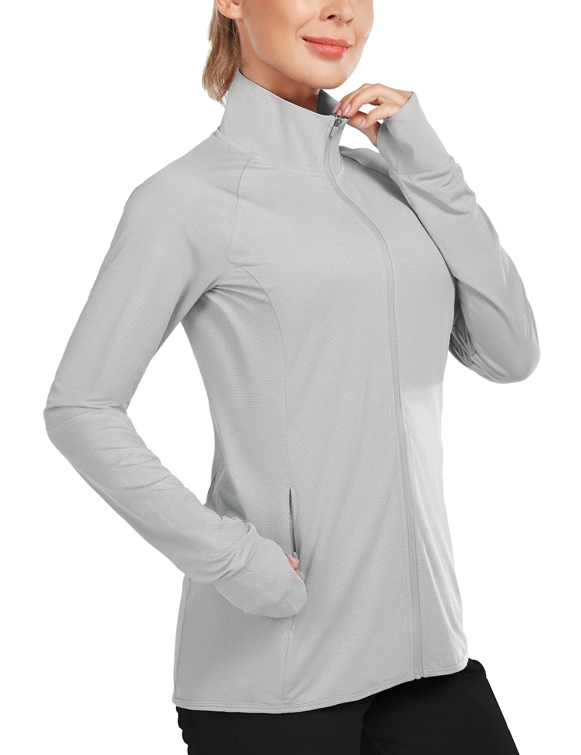BALEAF Women's UPF 50+ Sun Shirts Long Sleeve Zip Pockets Lightweight Full Zip Outdoor Jackets Gr... | Walmart (US)