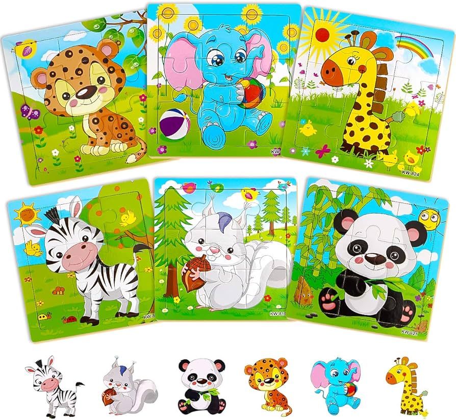Aitey Set of 6 Toddler Puzzles Ages 2-4, Wooden Jigsaw Puzzles for Kids Ages 3-5, Puzzles for Tod... | Amazon (US)