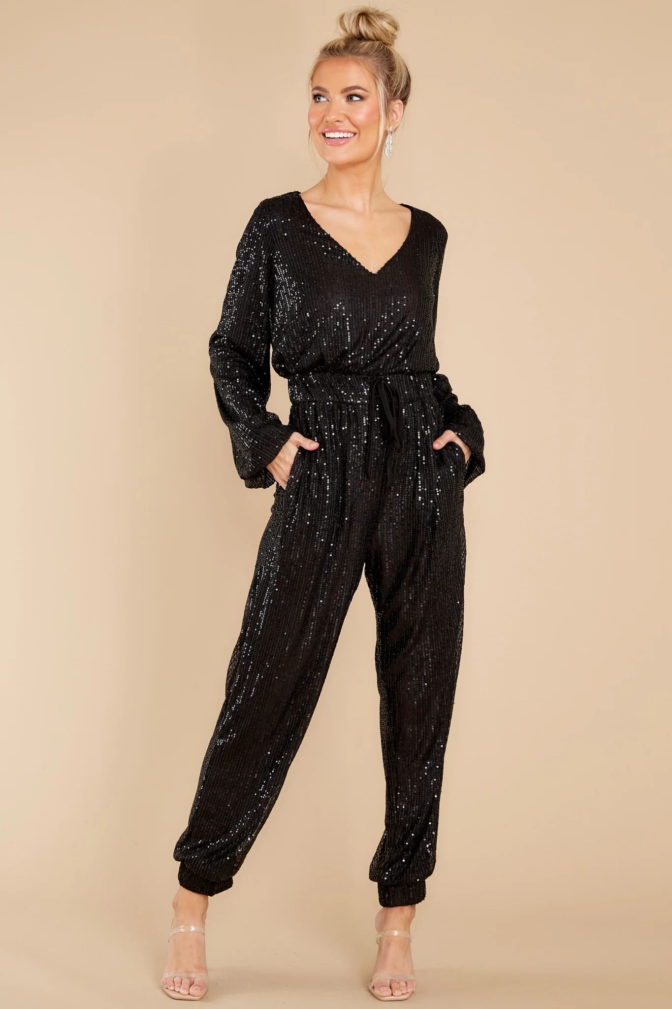 In The Stars Black Sequin Jumpsuit | Red Dress 