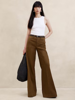 Italian Linen-Cotton Wide Leg Pant | Banana Republic (US)