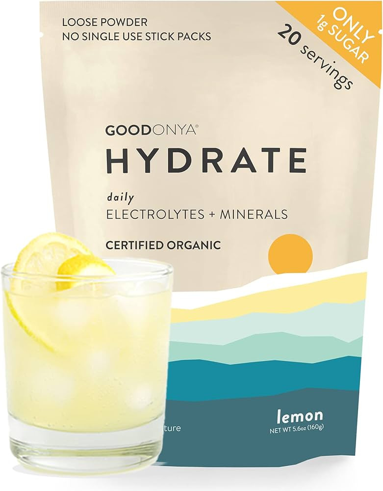 GOODONYA Organic Hydration Electrolyte Powder | Lemon, Coconut Water, Magnesium, Himalayan Pink S... | Amazon (US)