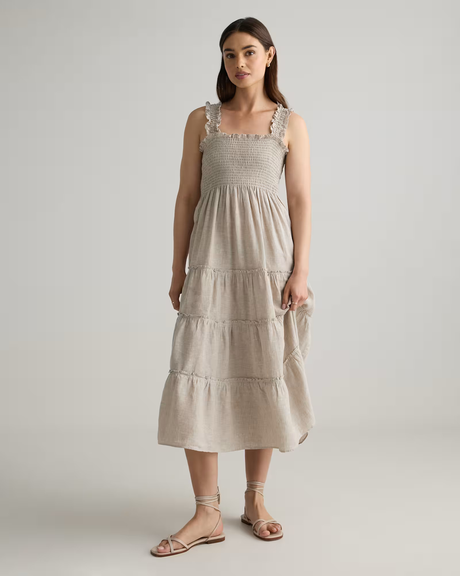 100% European Linen Smocked Midi Dress | Quince