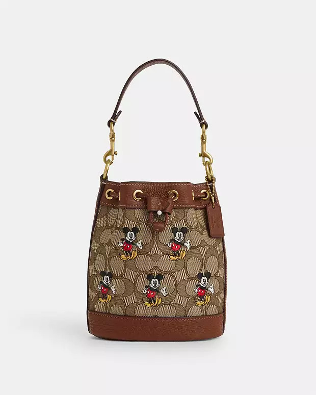 Disney X Coach Mini Dempsey Bucket Bag In Signature Jacquard With Mickey Mouse Print | Coach Outlet US
