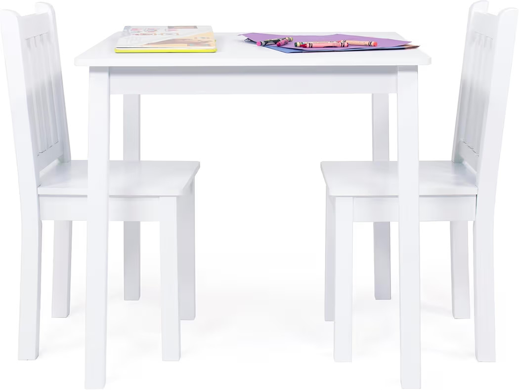 Humble Crew Kids Wooden Table and 2 Chairs Set, White - Square Kids Table and Chair Set for Toddl... | Amazon (US)