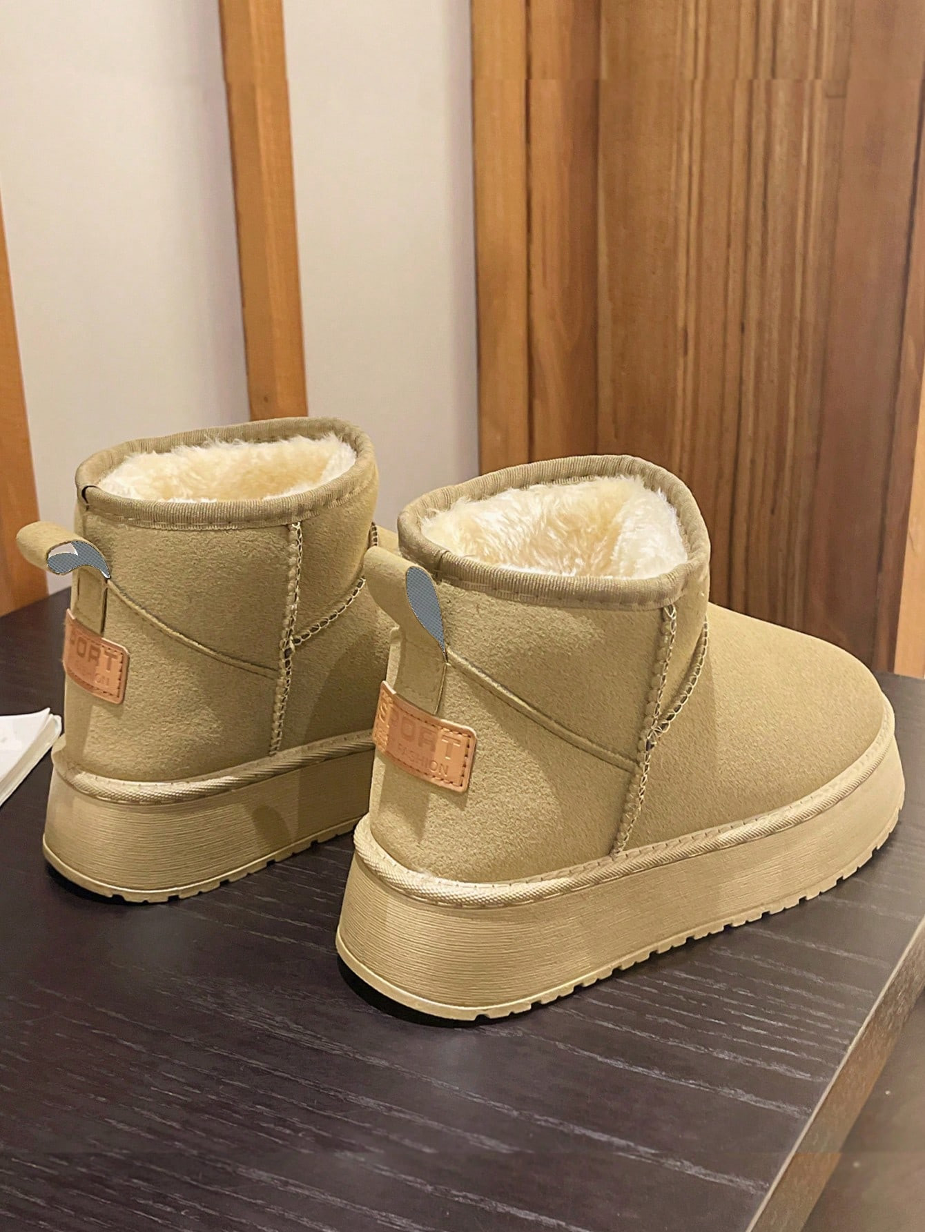 Botas De Nieve De Color Champán Para Invierno Con Terciopelo Grueso Y Altura Aumentada Con Fondo... | SHEIN