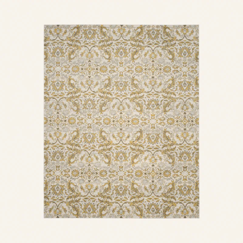 Overstreet Damask Ivory/Gold Area Rug | Wayfair North America