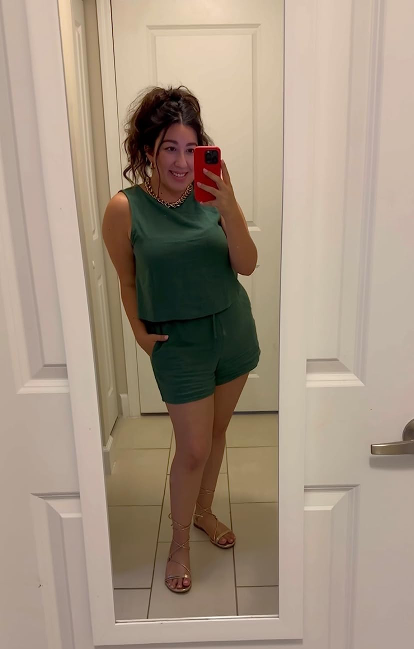 ANRABESS Women’s Summer 2 Piece Outfits Shorts Sets Sleeveless Crop Top Tank and High Waisted S... | Amazon (US)