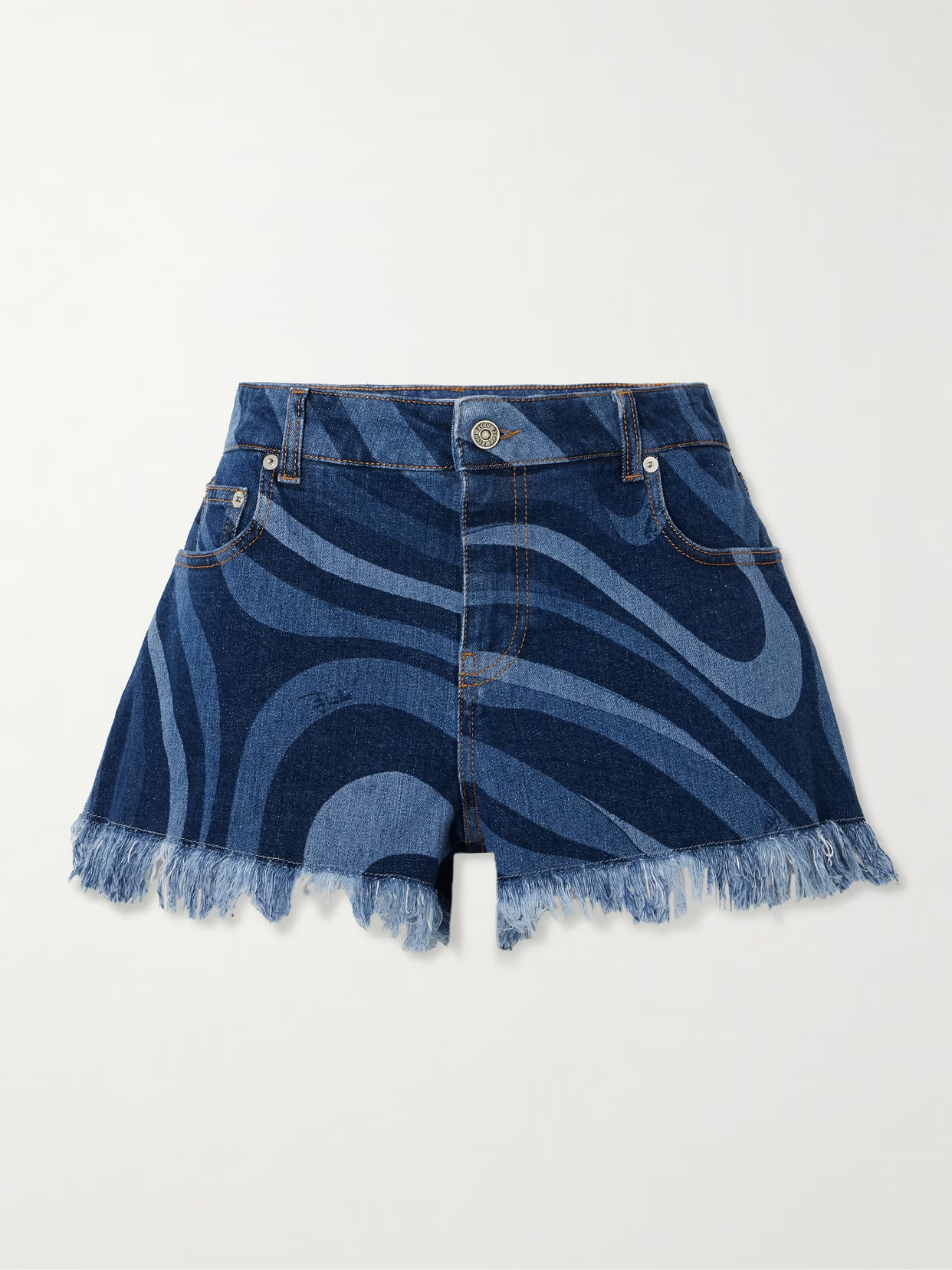 PUCCI - Marno Frayed Printed Denim Shorts - Blue | NET-A-PORTER (UK & EU)