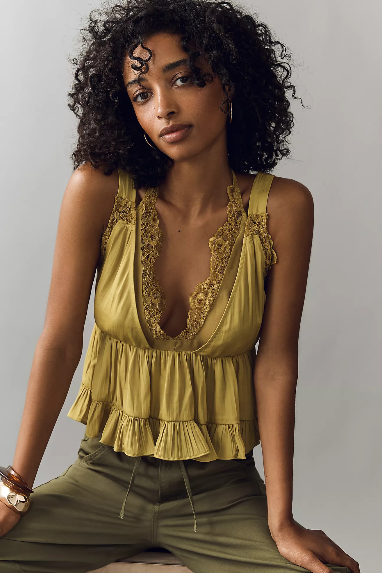 By Anthropologie Lace-Trim Babydoll Blouse | Anthropologie (US)