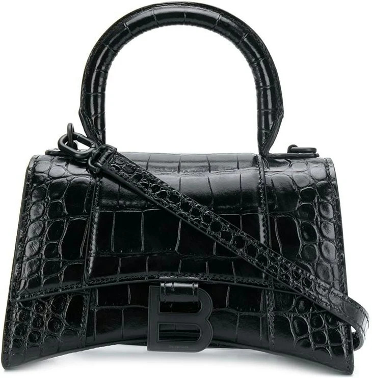 Balenciaga Women's Hourglass Handbag in Black | Size XS | 5928331LR671000 | LOZURI