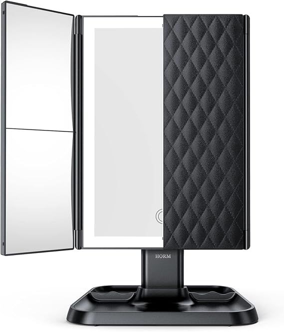 Makeup Mirror Vanity Mirror with Lights - 3 Color Lighting Modes 72 LED Trifold Mirror, Touch Con... | Amazon (US)