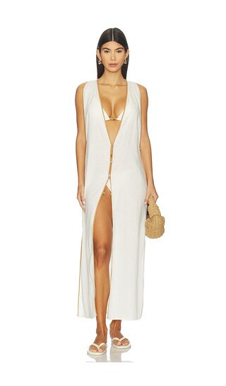 Vix Swimwear Iva Long Cover Up in White. - size XS | Revolve Clothing (Global)