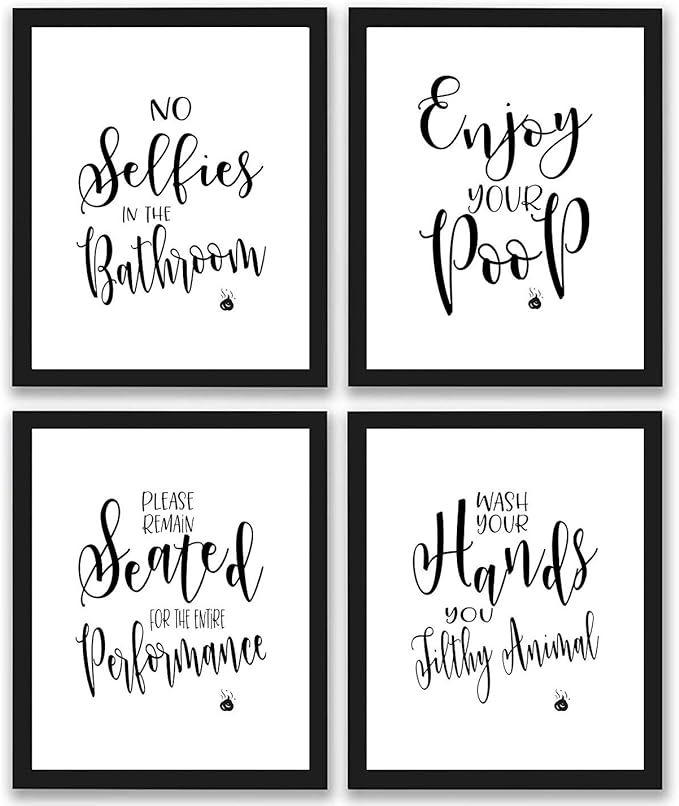 Bathroom Quotes and Sayings Art Prints | Set of Four Photos 8x10 Unframed | Great Gift for Bathro... | Amazon (US)