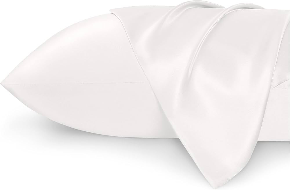 Bedsure Satin Pillowcase for Hair and Skin Queen - Ivory Silk Pillowcase 2 Pack 20x30 inches - Sa... | Amazon (US)