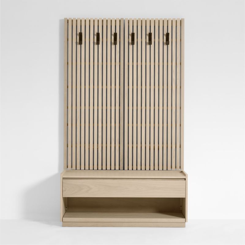 Batten White Oak Storage Bench and Panel Set | Crate & Barrel | Crate & Barrel