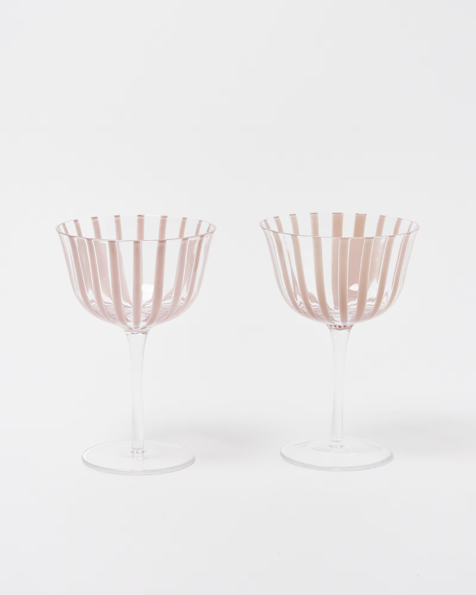 Vita Pink Glass Champagne Saucers Set of Two | Oliver Bonas | Oliver Bonas (Global)