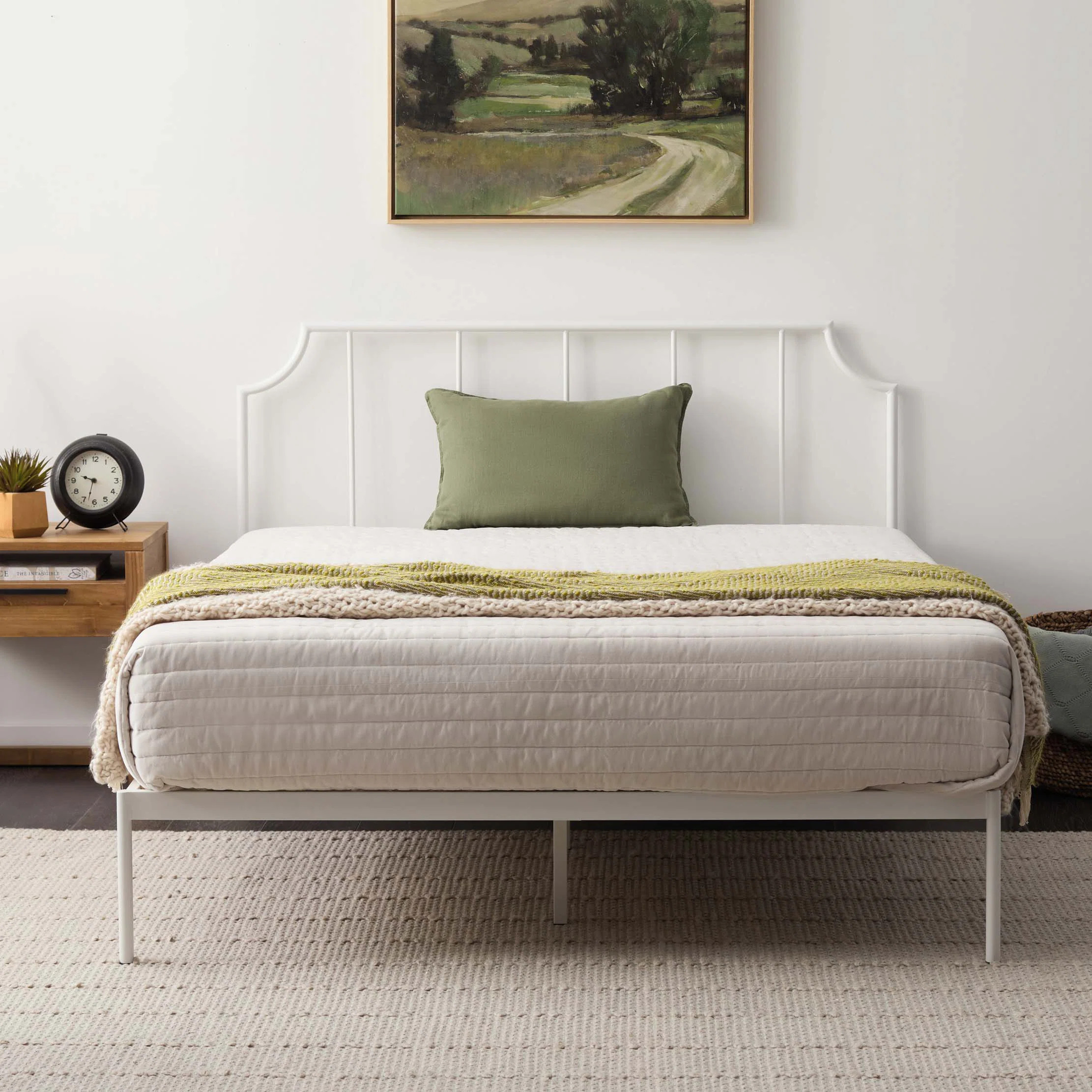 Edenbrook, Metal Platform Bed with Rectangular Vertical Bar Headboard and Scooped Accents | Wayfair North America