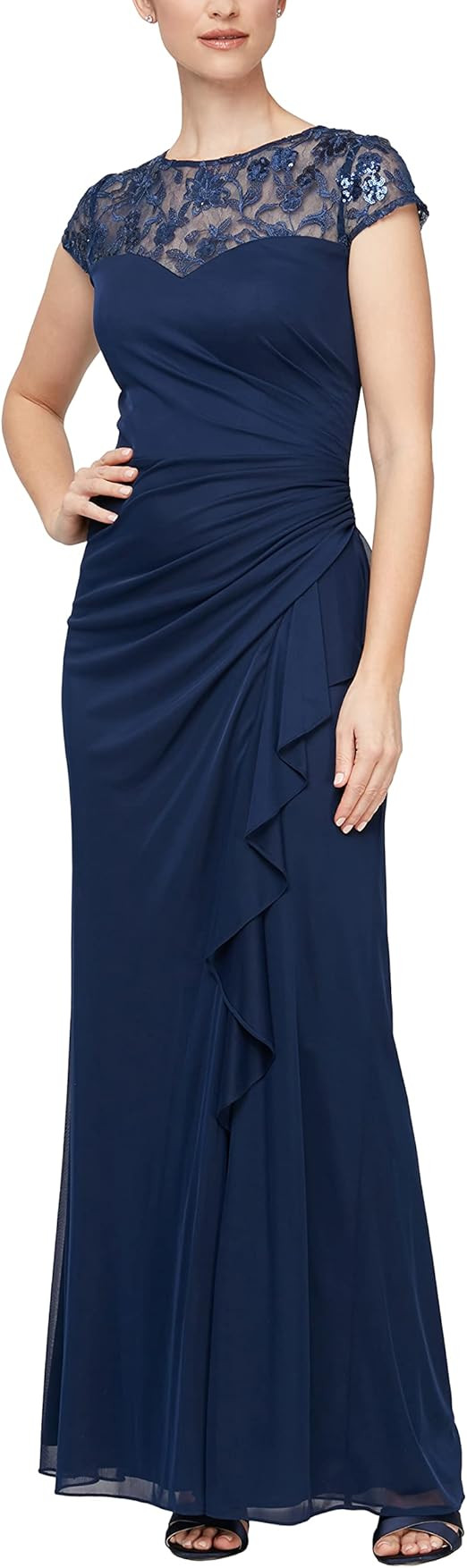 Alex Evenings Women's Long A-line Sweetheart Neck Dress (Petite and Regular Sizes) | Amazon (US)