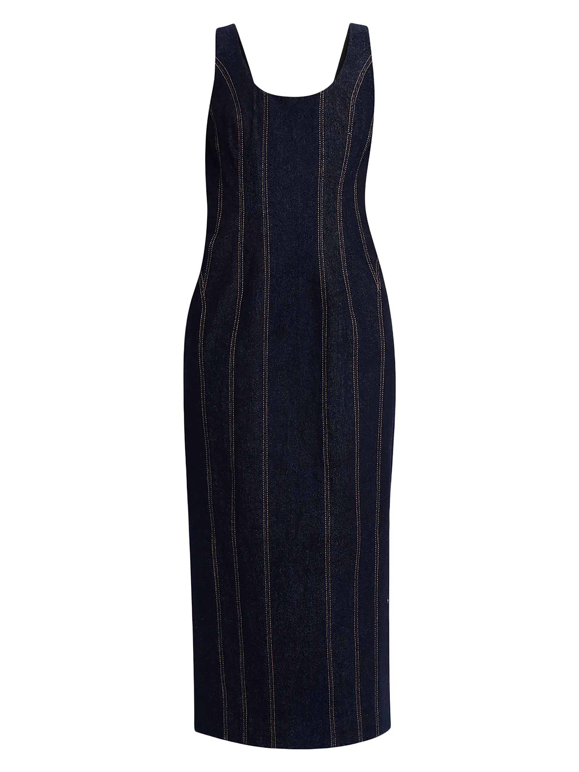 Hallie Topstitched Denim Midi-Dress | Saks Fifth Avenue