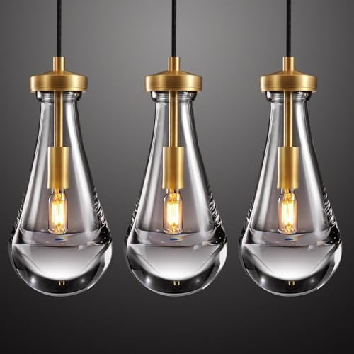 Raindrop Pendant Lights Set of 3, Pendant Lights Kitchen Island 3 Pack, Teardrop Glass Pendant Li... | Amazon (US)