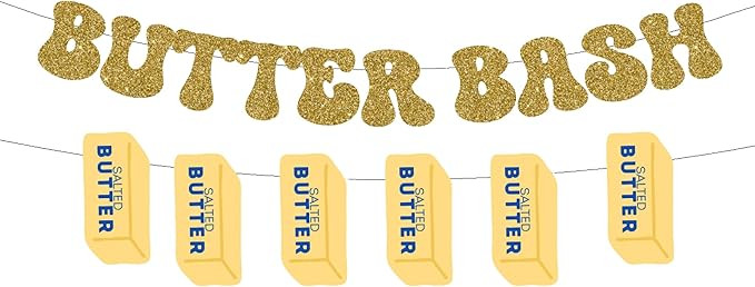 Salted Butter Theme birthday banner, Butter Bash Decorations, Yellow Party Sign | Amazon (US)