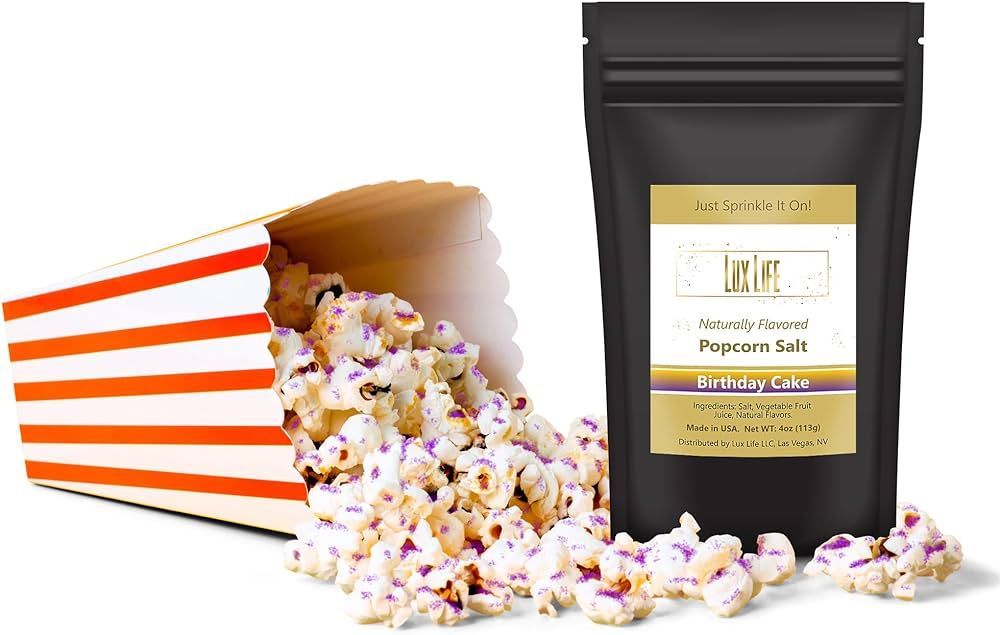 Lux Life Natural Popcorn Seasoning - Flavorful Popcorn Seasoning, Popcorn Flavoring Seasoning, All-Natural Popcorn Flavor (Birthday Cake, 4oz) | Amazon (US)