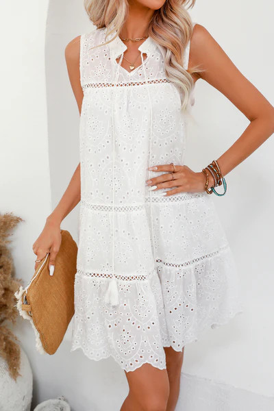 Julianne Eyelet Lace Mini Dress | Cupshe US