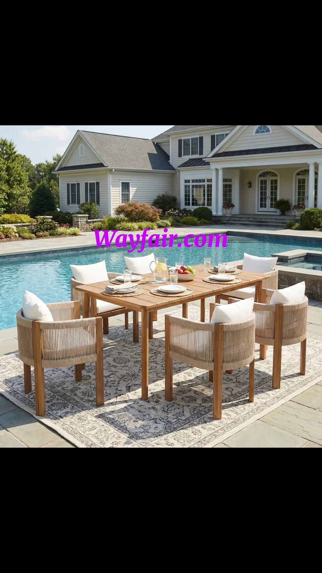 Keeton 7-Piece Modern Coastal Outdoor Dining Set With Acacia Wood Table And Rope-Wrapped Chairs With Cushions

#LTKmomlife #LTKselfcare #LTKdayinmylife