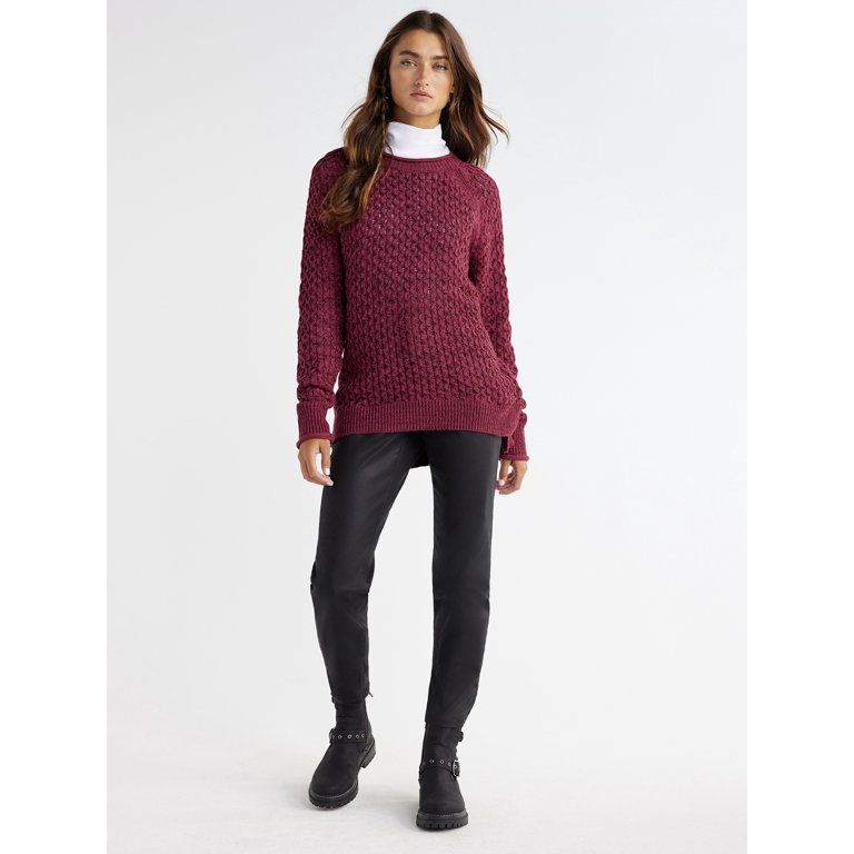 Time and Tru Women's Textured Hi-Lo Sweater, Midweight, Sizes XS-XXXL | Walmart (US)