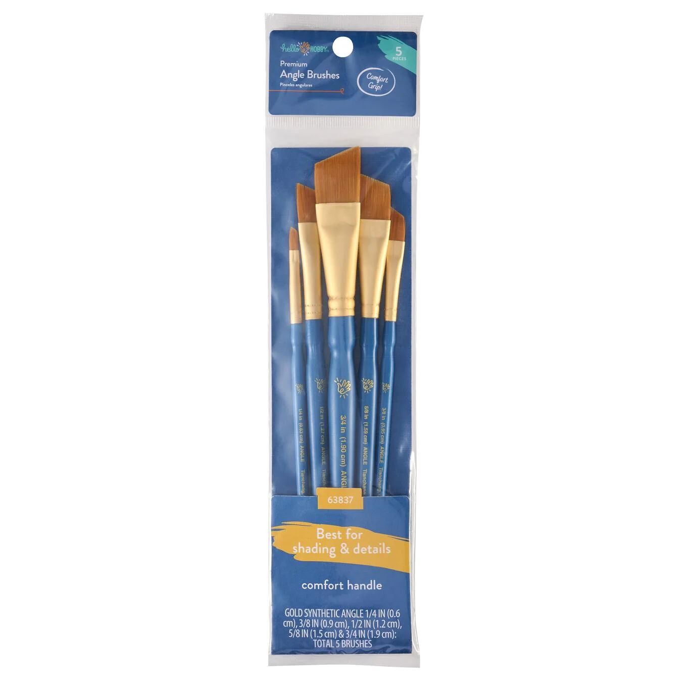 Hello Hobby 5 Pc Angle Synthetic Paint Brush Set | Walmart (US)