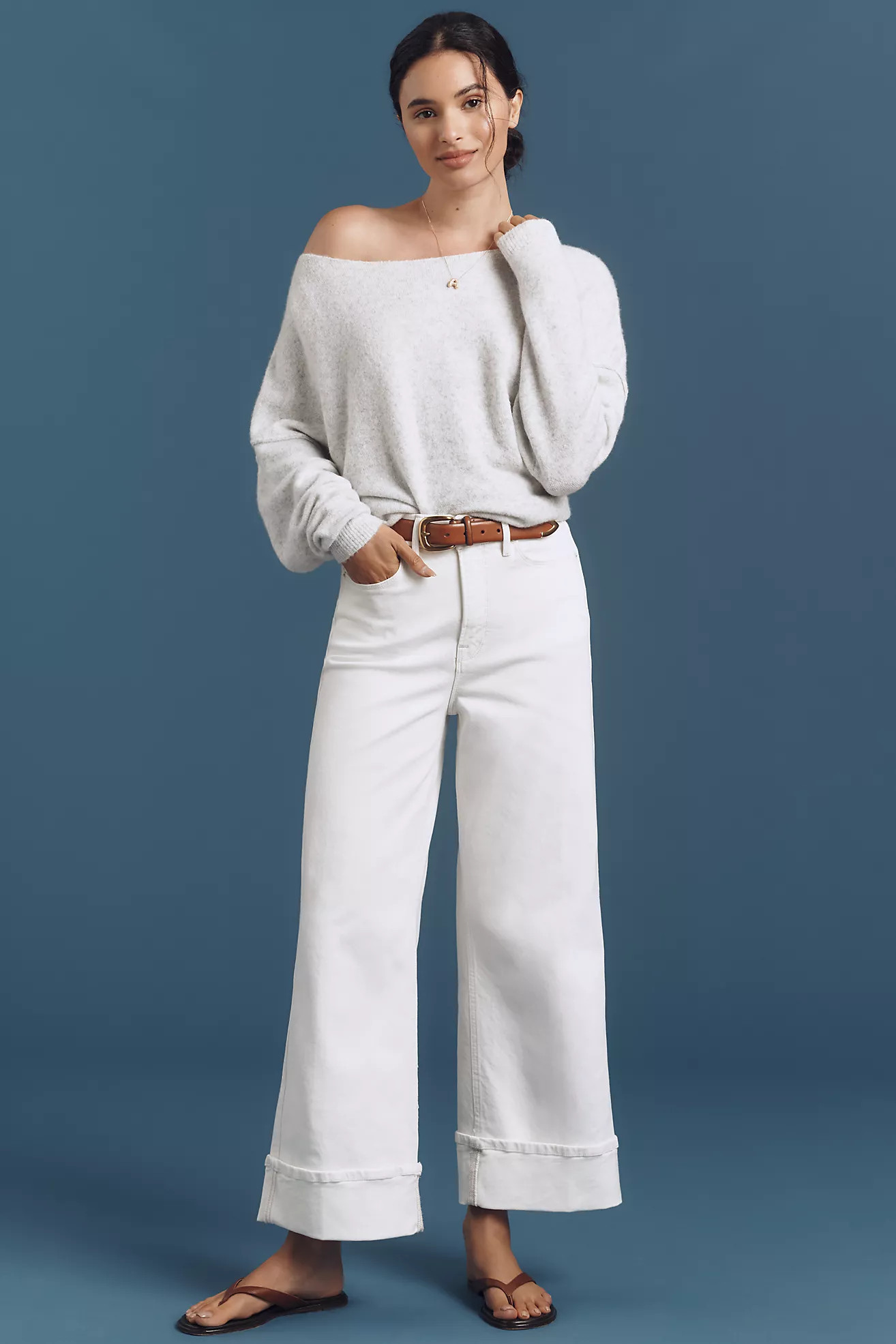 Good American Soft Tech Crop Straight-Leg Jeans | Anthropologie (US)