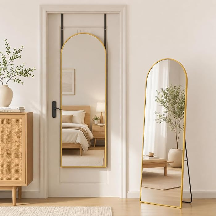 Antok 56" x14\u201d Arched Full Length Mirror, Floor Mirror with Stand,Gold | Amazon (US)