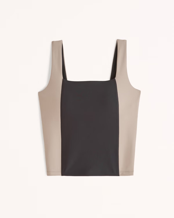 YPB sculptLUX Waist-Length Squareneck Slim Tank | Abercrombie & Fitch (US)