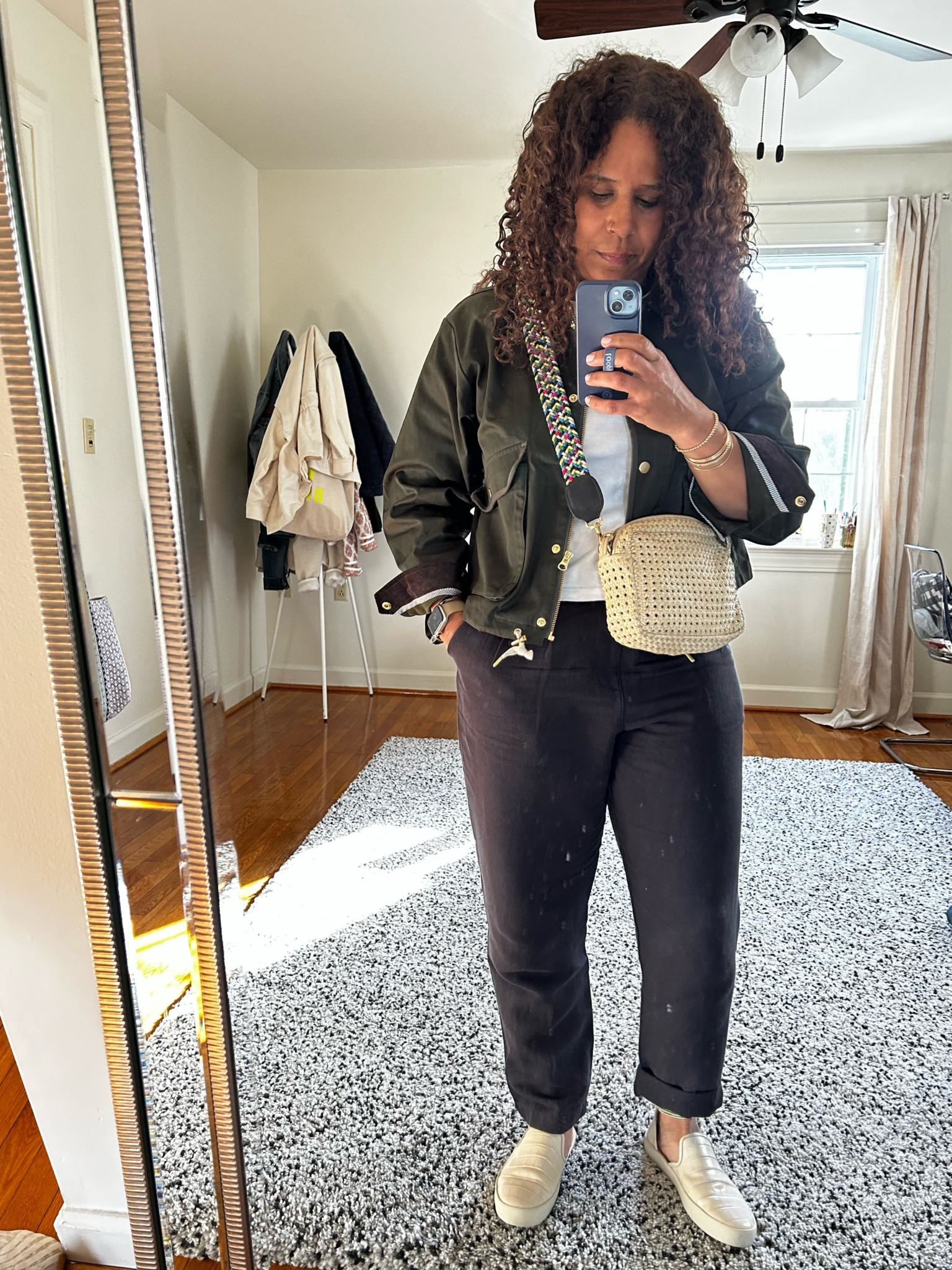 #ootd 
The theme today was easy. 
Jacket- @jcrew tts 
T shirt @leset @shopbop size up one size 
Pants go down one size or tts depending on if you want them to be loose. Use code CURLYMOM25 @able (Charlie pants). Not linked 
Sneakers @fredasalvador use code 15HGC for first time buyers 

#LTKshoecrush #LTKcurves #LTKstyletip