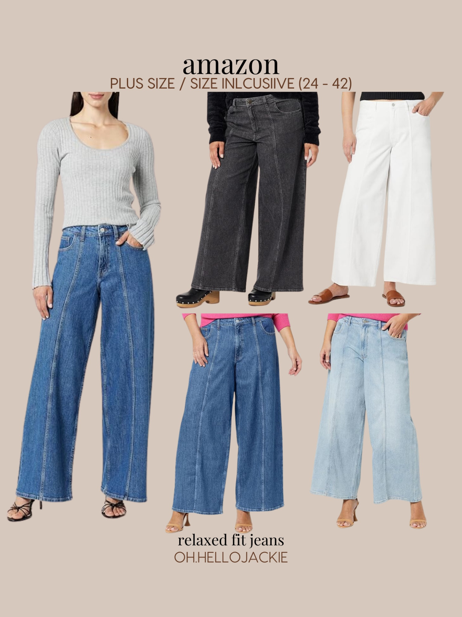 Affordable AMAZON find! *Sizes are waist size 24-42*

These relaxed fit wide leg jeans are such a unique and cool style. The front seams create an ultra long leg look. Comments says the legs are long so great for the tall girlies! Shorties like me may need to hem.

Jeans and denim colors - white, light wash, medium dark wash, black denim

#LTKFindsUnder50 #LTKMidsize #LTKPlusSize