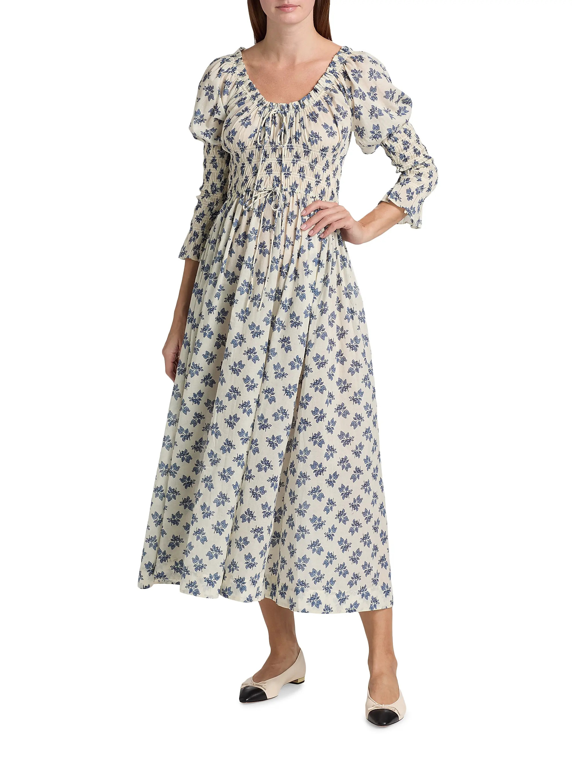 Kaira Floral Cotton Midi-Dress | Saks Fifth Avenue