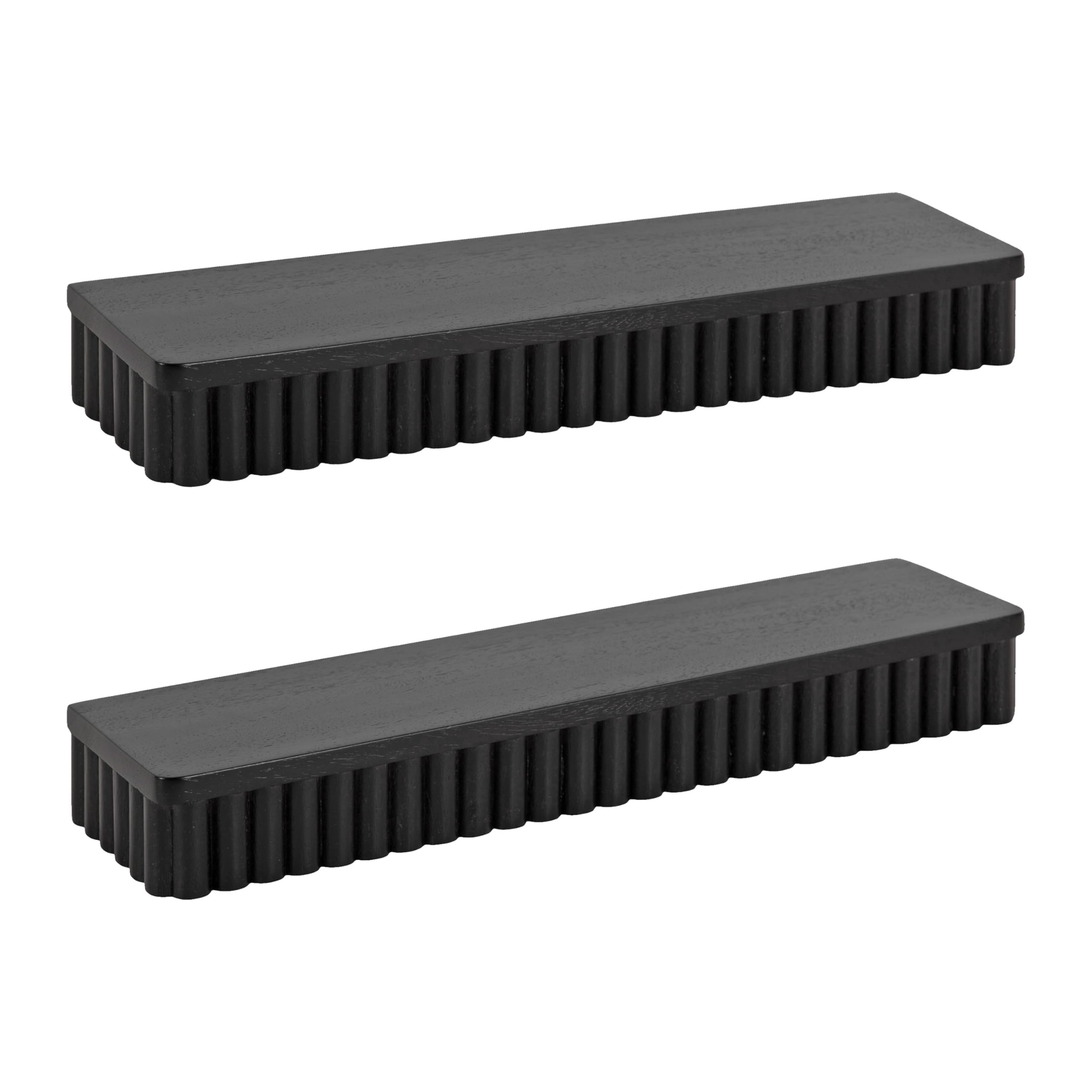 Kate and Laurel Reid Modern Ribbed Wood Floating Shelves, Set of 2, 20 Inches, Black, Decorative ... | Amazon (US)