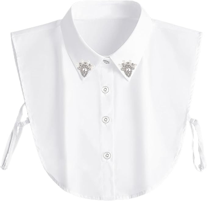 Handcrafted Faux Diamond and Pearl Fake Collar Shirts Versatile Dickey Collar Half Shirt Collar f... | Amazon (US)