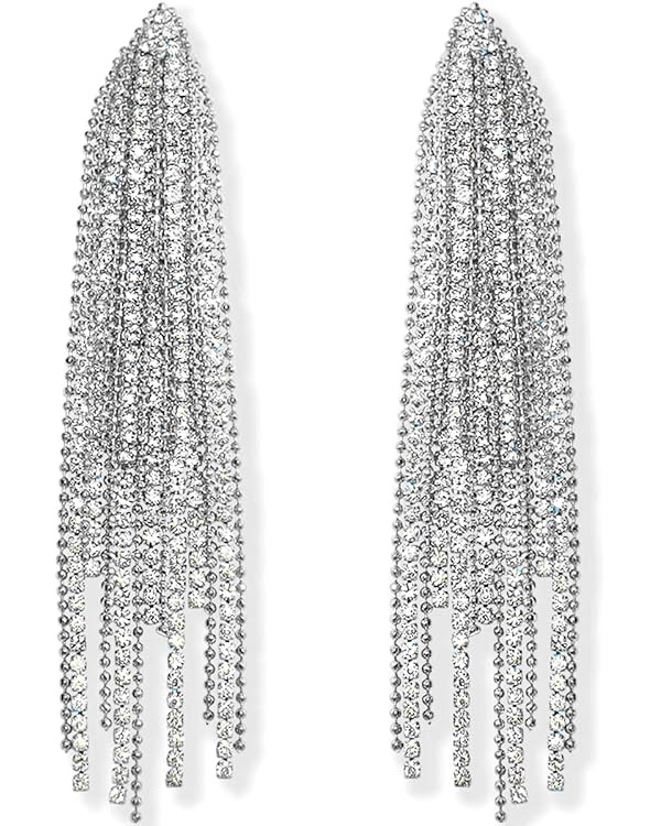 Humble Chic Simulated Diamond Long Earrings for Women - Cubic Zirconia Crystal Statement Dangle E... | Amazon (US)
