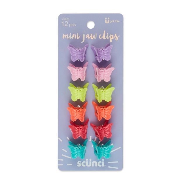 scunci Butterfly Bright Colors Mini Jaw Clips - 12ct | Target