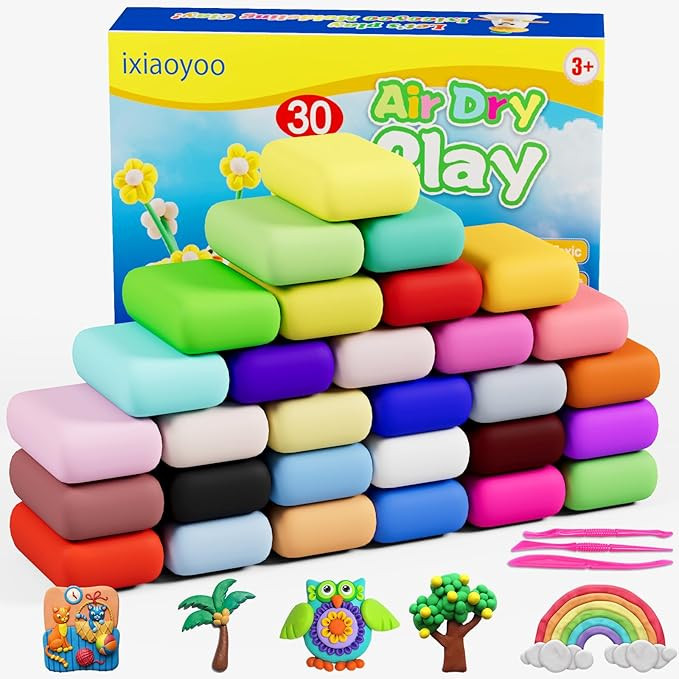 Air Dry Clay, 30 Colors Modelling Clay for Kids, Modeling Toys with Sculpting Tools, Soft & Non-S... | Amazon (US)