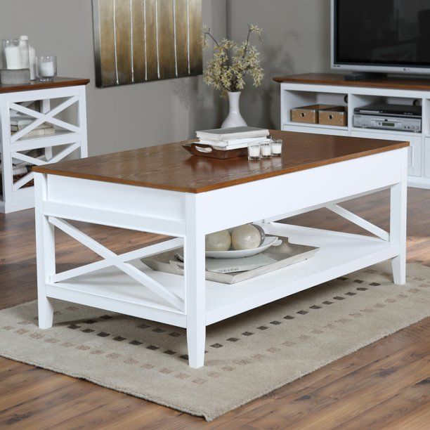 Belham Living Hampton Lift-Top Coffee Table - White/Oak | Walmart (US)